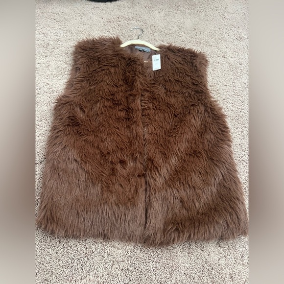 NWT new OS one size fits all Anthropologie faux fur midi vest brown S M L XL - Picture 9 of 17